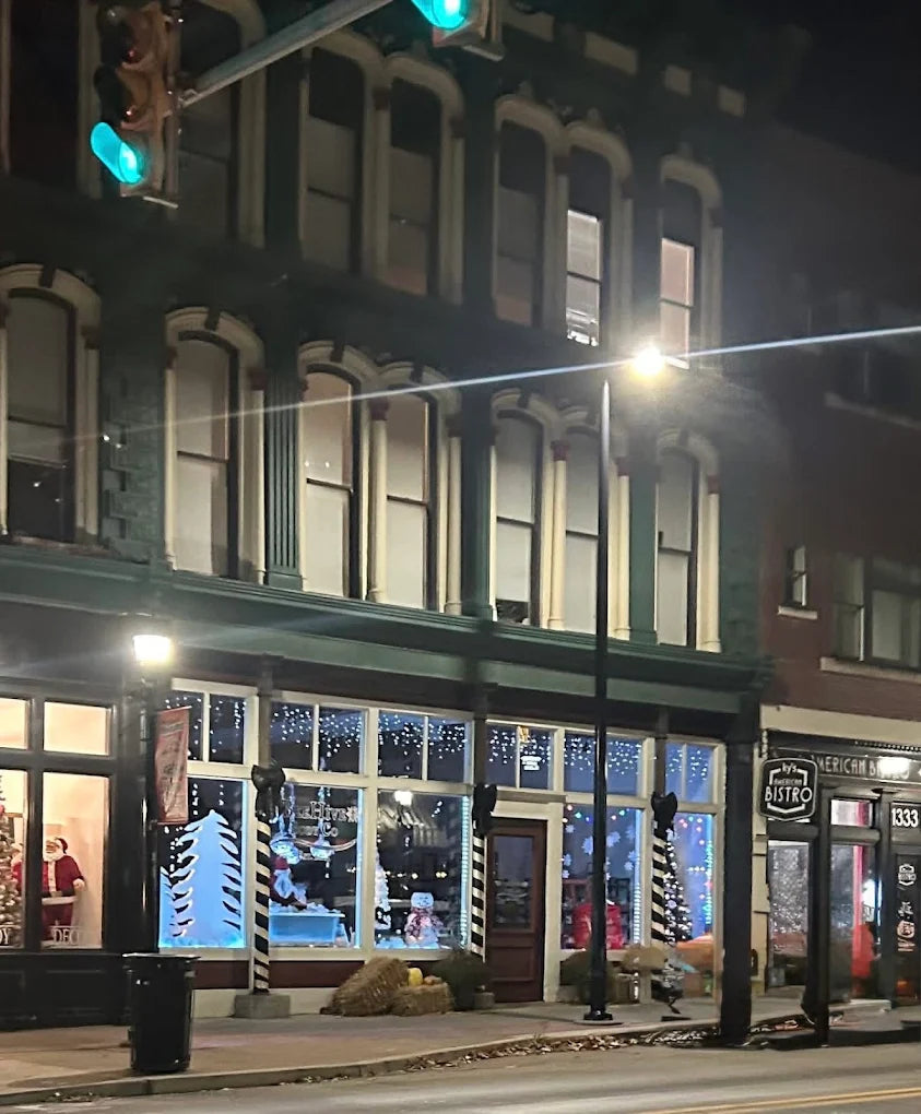 BeeHive Body Co.'s storefront on Broad Street in New Castle, Indiana